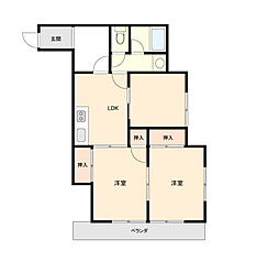 南マンション 3DKの間取図画像