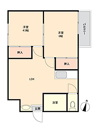 東洋コーポラス 2LDKの間取図画像