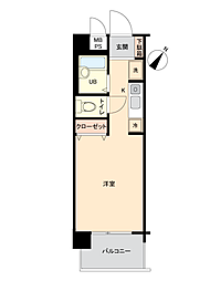 日神パレステージ宇部 ワンルームの間取図画像