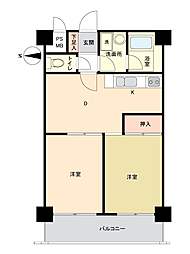 ライオンズマンション堀川 2DKの間取図画像