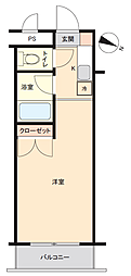 プライムシティ熊本 ワンルームの間取図画像