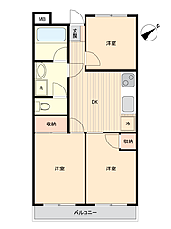 横浜マリンハイツ1号館 3DKの間取図画像