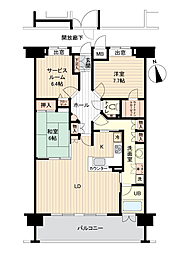 ポレスターリバービュー川原町 2SLDKの間取図画像