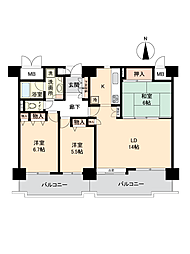 井口台パークヒルズ参番館 3LDKの間取図画像