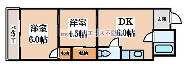 大阪府東大阪市吉田2丁目(賃貸マンション2DK・2階・38.00㎡)の写真 その2