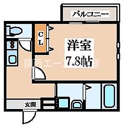 フジパレス俊徳道WEST 1階1Kの間取り