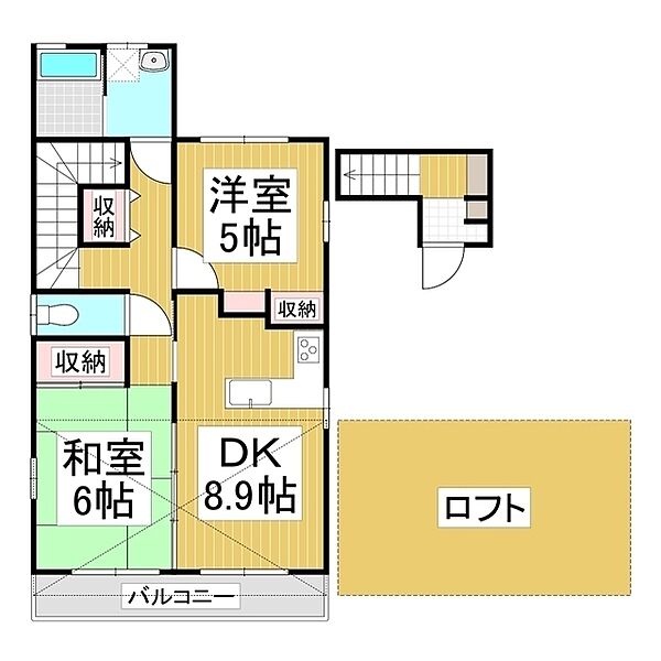 末広貸家　2F ｜長野県諏訪市末広(賃貸アパート2DK・2階・54.75㎡)の写真 その2
