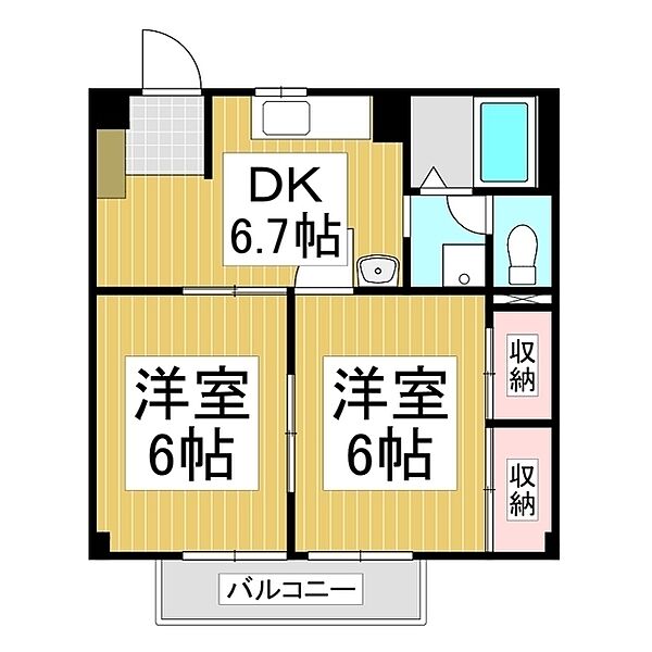 長野県岡谷市長地御所2丁目(賃貸アパート2DK・2階・40.57㎡)の写真 その2