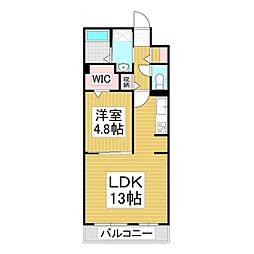 コンフォーティア中洲IV　A棟 3階1LDKの間取り