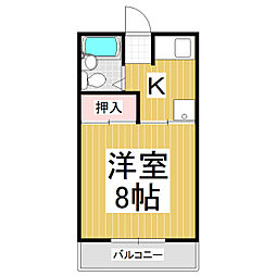 さくらパレス 5階1Kの間取り