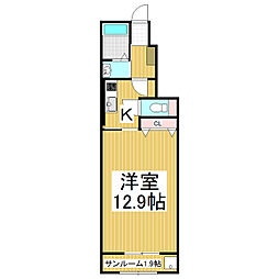 サンフラワーガーデン2 1階1Kの間取り