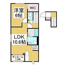 セレーノ岡谷 2階1LDKの間取り