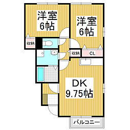 フォレストグリーンハマＢ棟 1階2DKの間取り