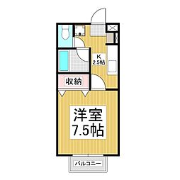 ヒルバレーヤマト 1Kの間取図画像