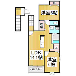 シュシュ・ドゥー 2LDKの間取図画像