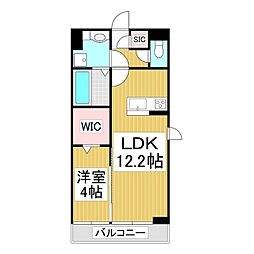 コンフォーティア中洲II B棟 1LDKの間取図画像