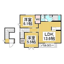 サニーウェル 2LDKの間取図画像