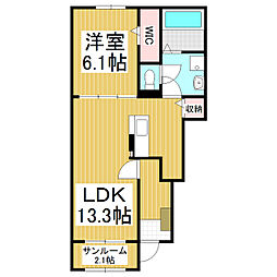ペニー・レイン 1LDKの間取図画像