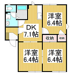 フレグランス岩波D 3DKの間取図画像