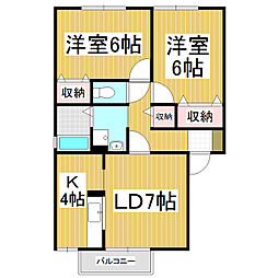 プレジール藤森2 2LDKの間取図画像