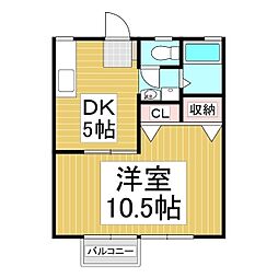 宮崎ハイツ 1DKの間取図画像