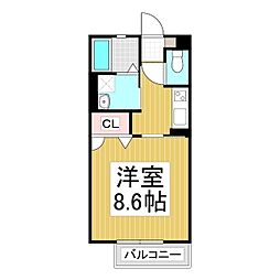 コンフォーティアちの 1Kの間取図画像