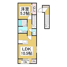 SK-FRONT 1LDKの間取図画像