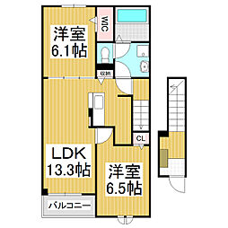 プロセピナ 2LDKの間取図画像