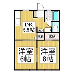 サンハイツ南宮 2DKの間取図画像