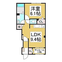 フェレーザ長峰 1LDKの間取図画像