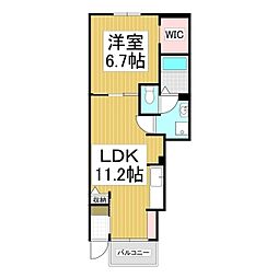 リバーサイド・モリA 1LDKの間取図画像