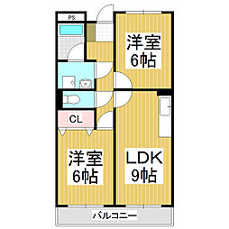 リンピアチノビルディング 2LDKの間取図画像