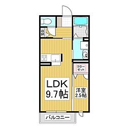 コンフォーティア四賀 1LDKの間取図画像
