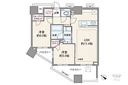シティタワー武蔵小山 2LDKの間取図画像