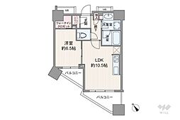 シティタワー武蔵小山 1LDKの間取図画像