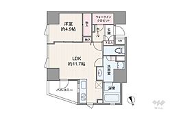 ディアクオーレ白金高輪 1LDKの間取図画像