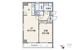 プレール日本橋弐番館 1LDKの間取図画像