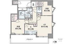 ワールドシティタワーズブリーズタワーB2棟 2LDKの間取図画像