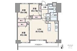 朝日白金台マンション 3LDKの間取図画像