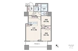 パークタワー渋谷本町 2LDKの間取図画像
