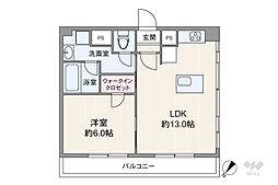 霞町コーポ 1LDKの間取図画像