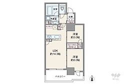 品川イーストシティタワー 2LDKの間取図画像