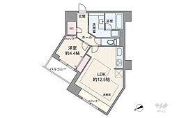 高輪ザ・レジデンスタワー棟 1LDKの間取図画像