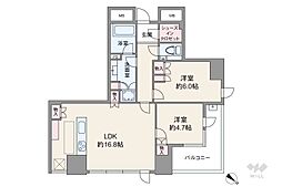 パークコート虎ノ門 2LDKの間取図画像