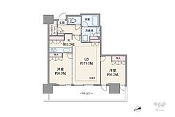 リビオタワー品川 2LDKの間取図画像