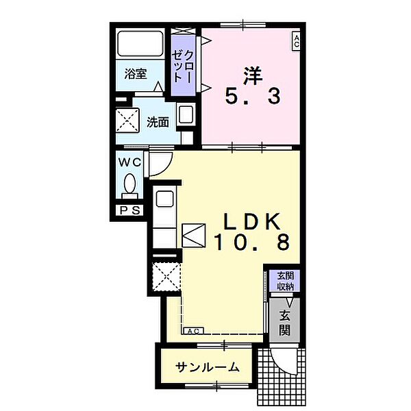 ヴィラ　グロリア 105｜岐阜県大垣市築捨町１丁目(賃貸アパート1LDK・1階・40.02㎡)の写真 その2