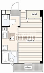 KENSINGTON 1Kの間取図画像