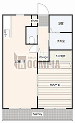 メルベーユ芝原　A 102号室 1階1LDKの間取り