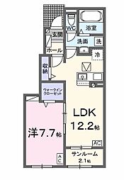 サンデヴォーテII 1LDKの間取図画像