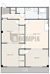 ブラウンハウス 3LDKの間取図画像